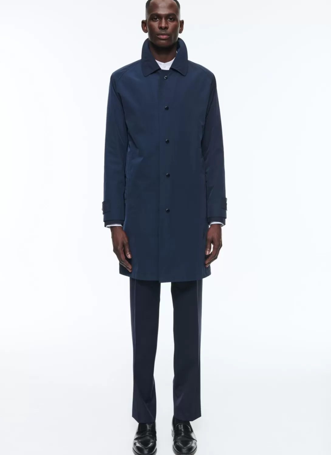 Fursac Water-Repellent Solaro Cotton Coat Navy Blue Best
