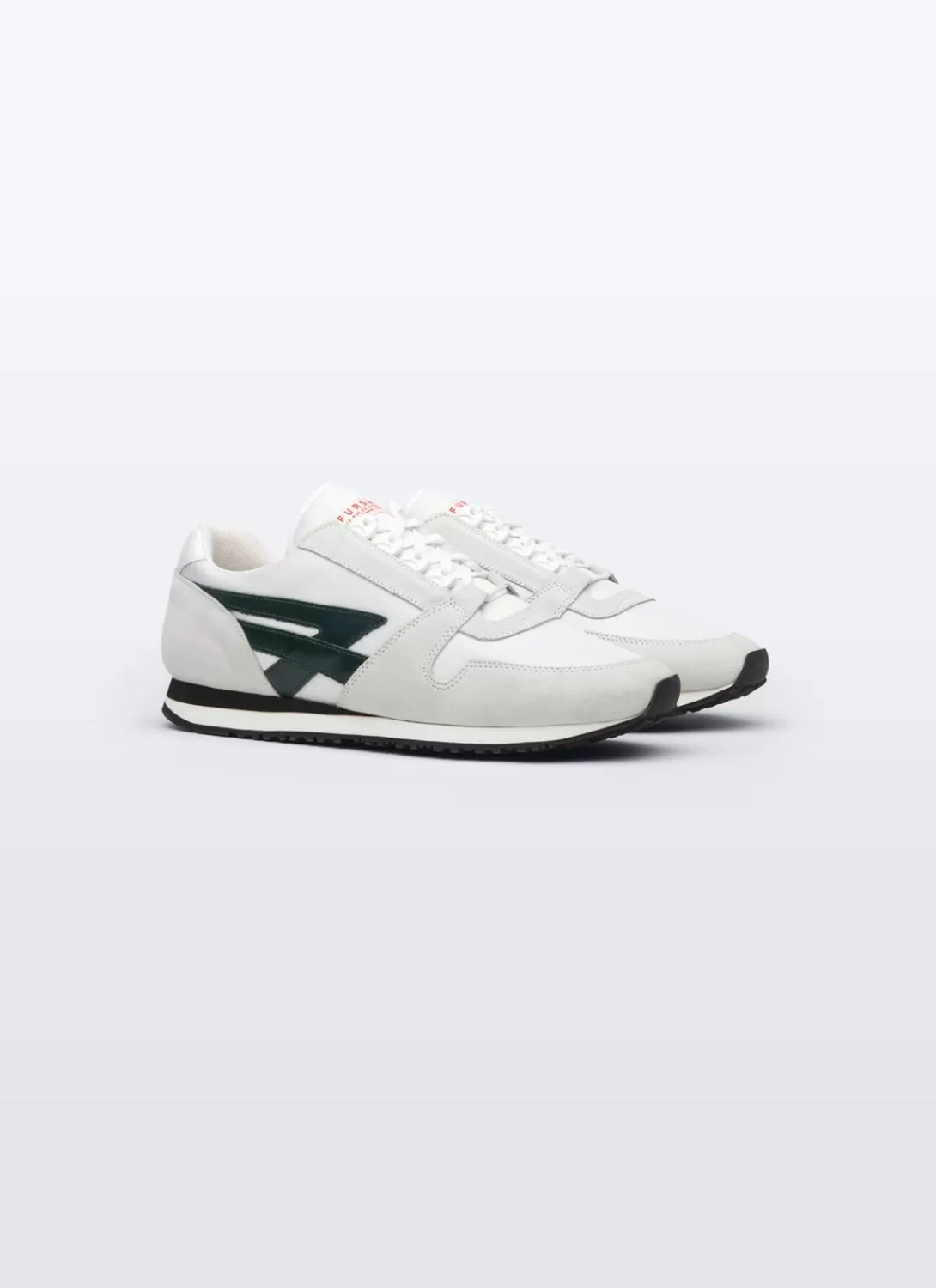 Fursac White Leather And Nylon Sneakers White - Green Logo New