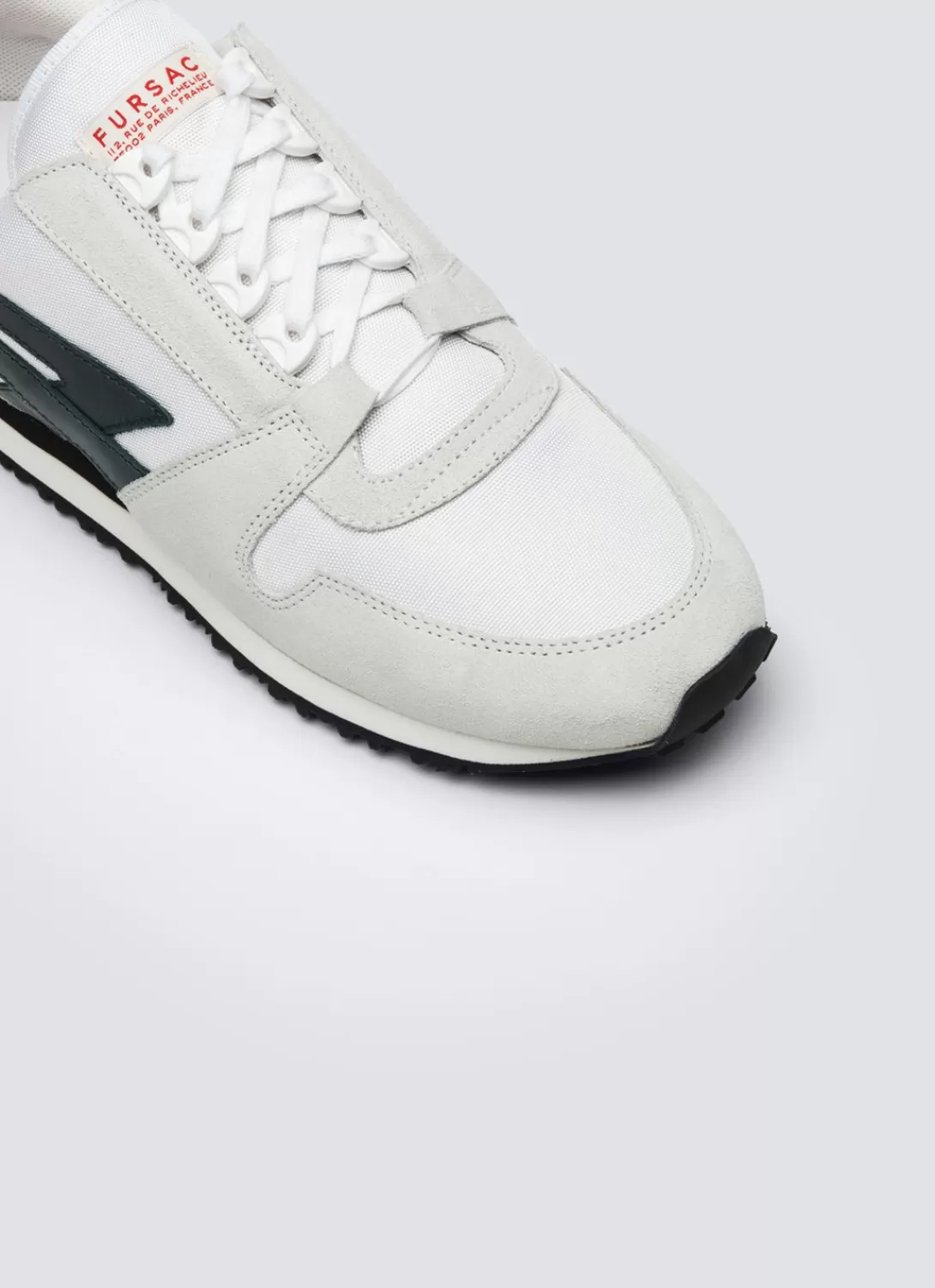 Fursac White Leather And Nylon Sneakers White - Green Logo New