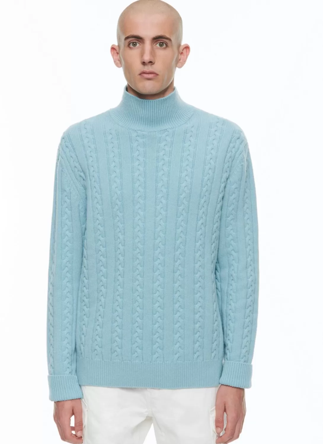 Fursac Wool And Cashmere Cable-Knit Sweater Sky Blue Outlet
