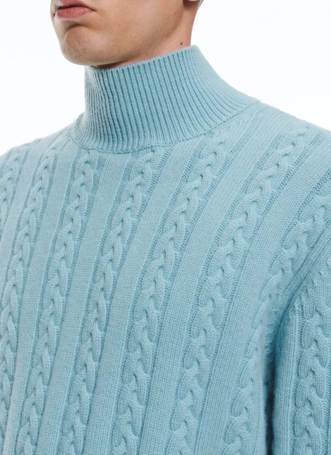 Fursac Wool And Cashmere Cable-Knit Sweater Sky Blue Outlet