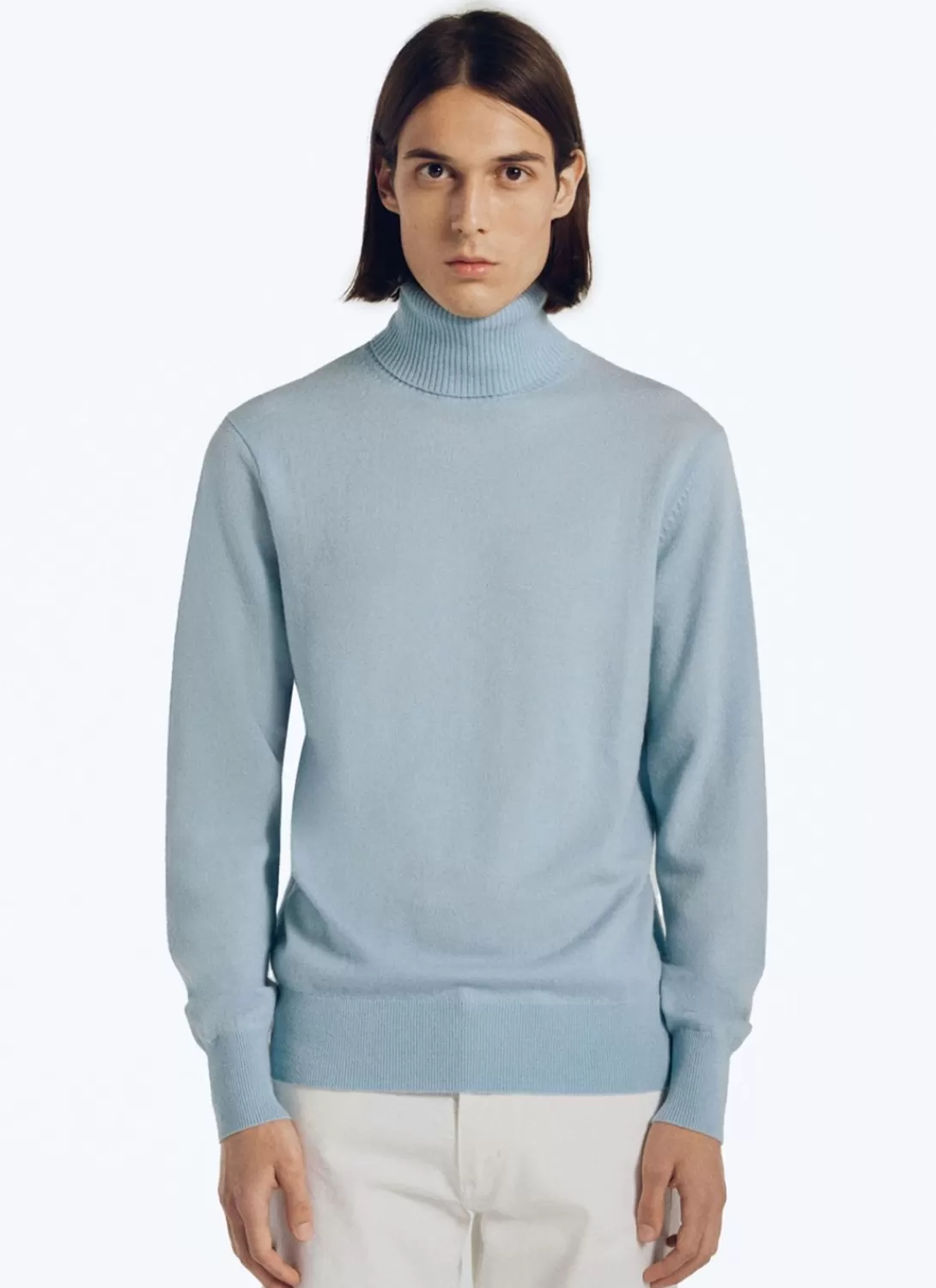Fursac Wool And Cashmere Roll Neck Sweater Sky Blue Store