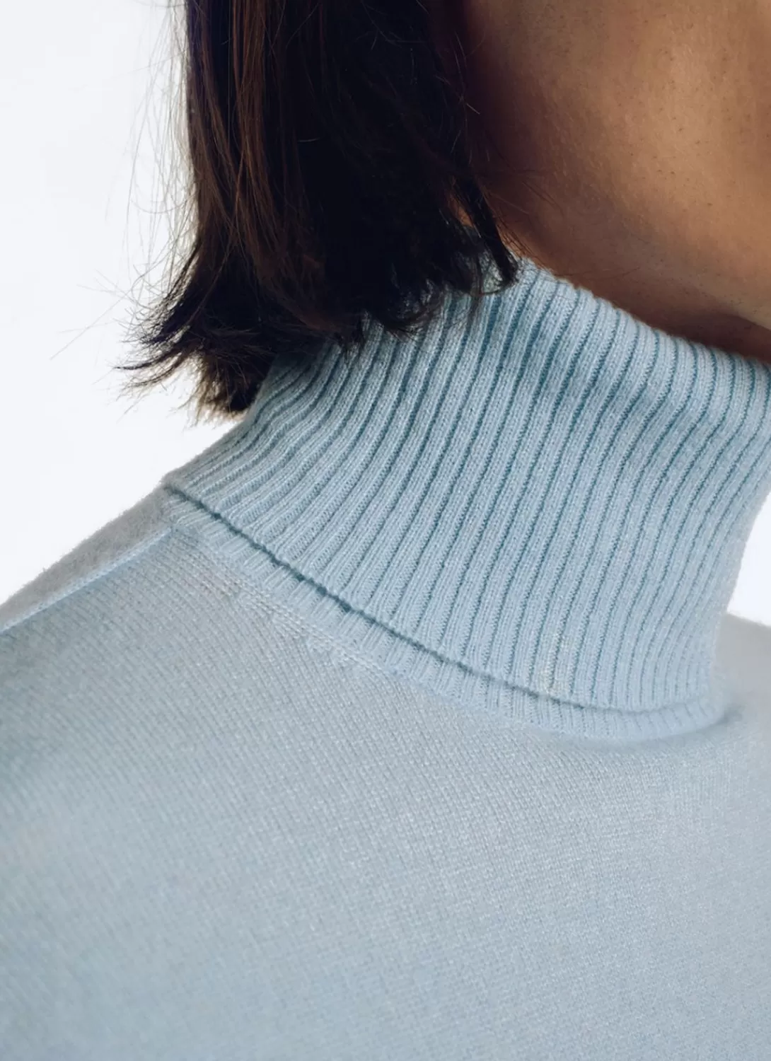 Fursac Wool And Cashmere Roll Neck Sweater Sky Blue Store