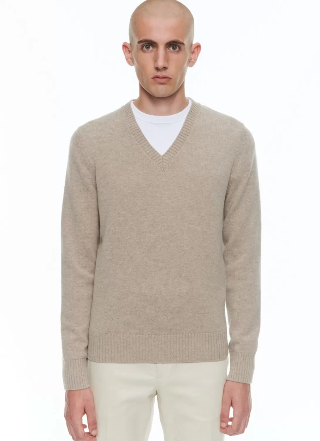 Fursac Wool And Cashmere Sweater With V-Collar Camel Fashion