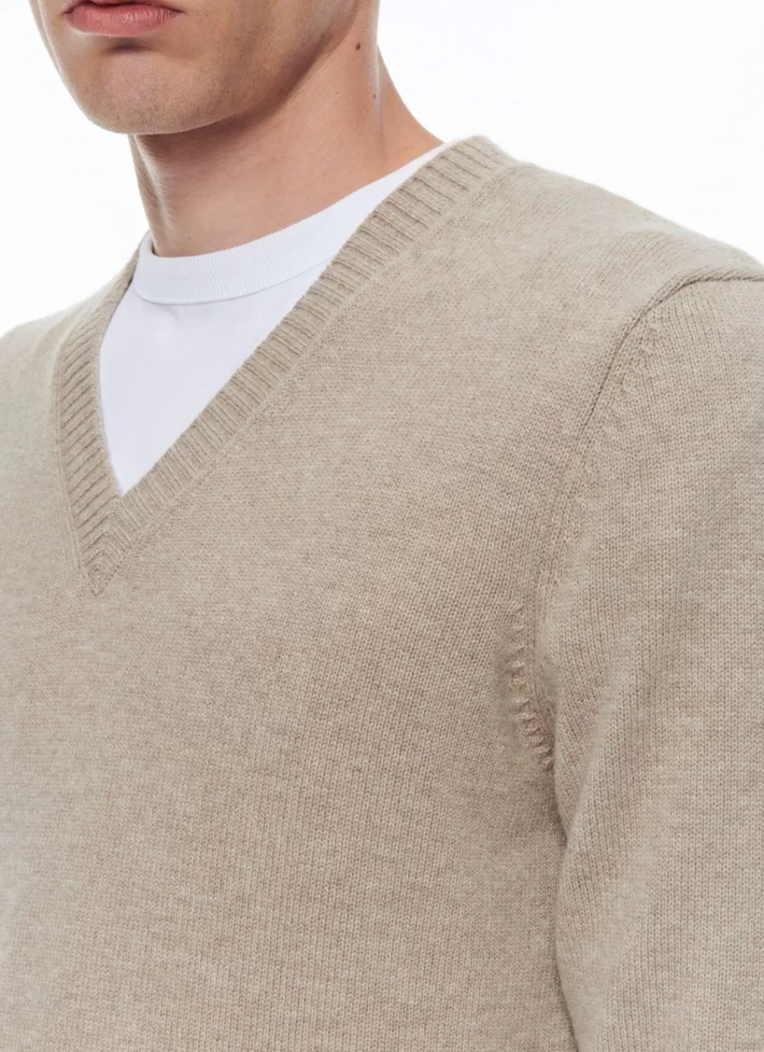 Fursac Wool And Cashmere Sweater With V-Collar Camel Fashion