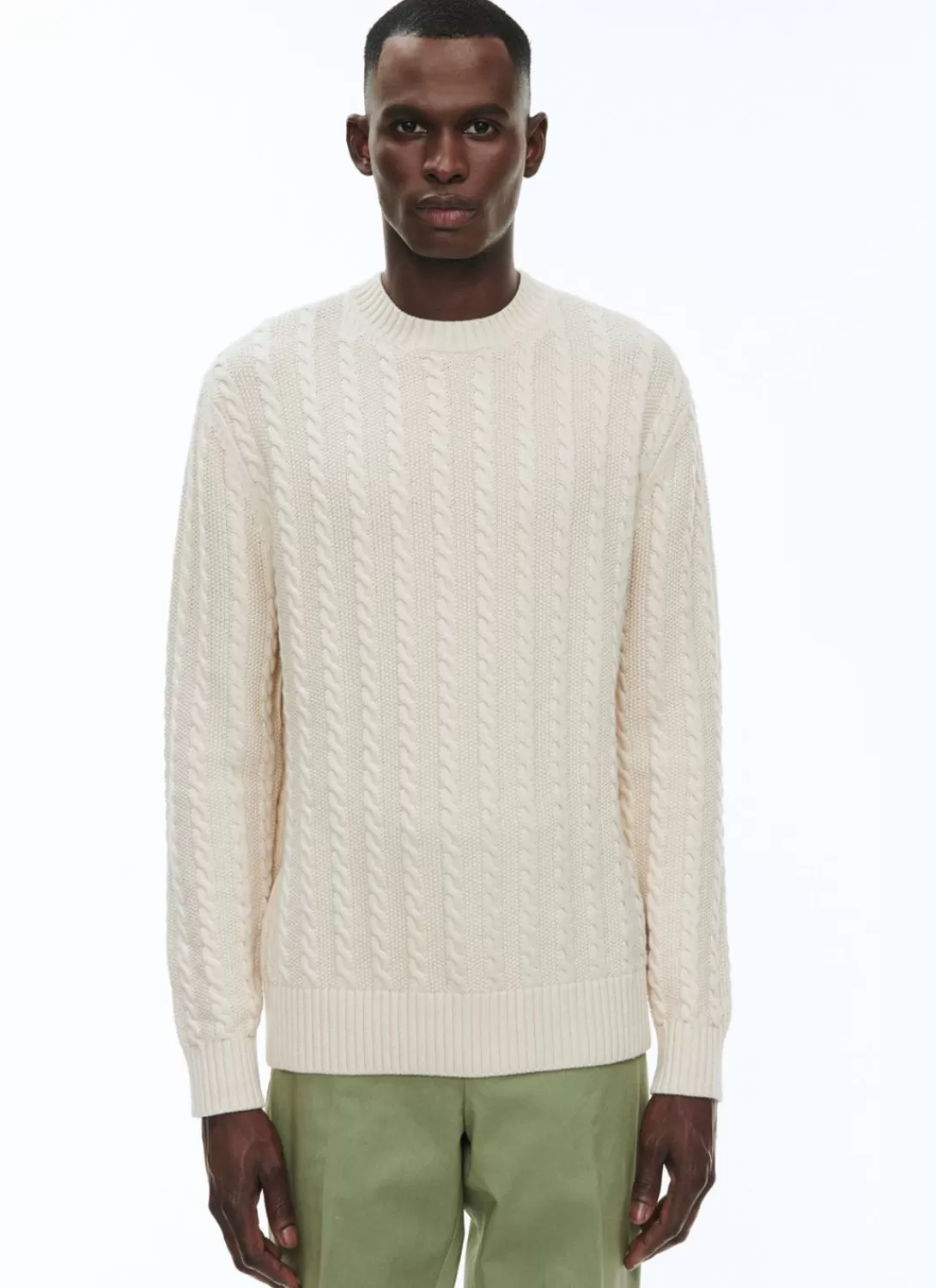 Fursac Wool And Cotton Cable Knit Sweater Ecru Best Sale