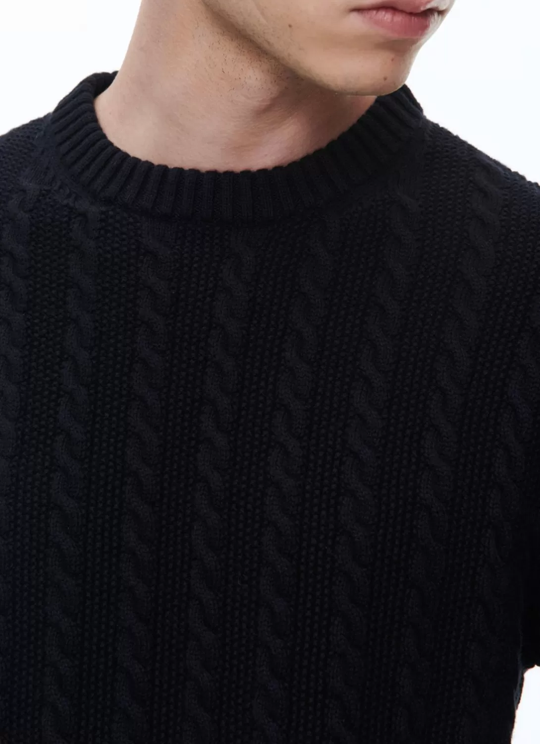 Fursac Wool And Cotton Cable Knit Sweater Navy Blue Clearance