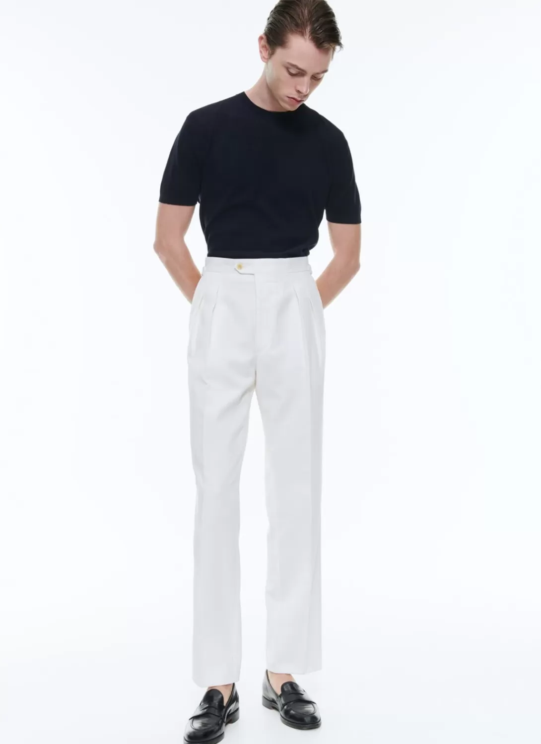 Fursac Wool And Cotton Pleated Trousers Ecru Clearance
