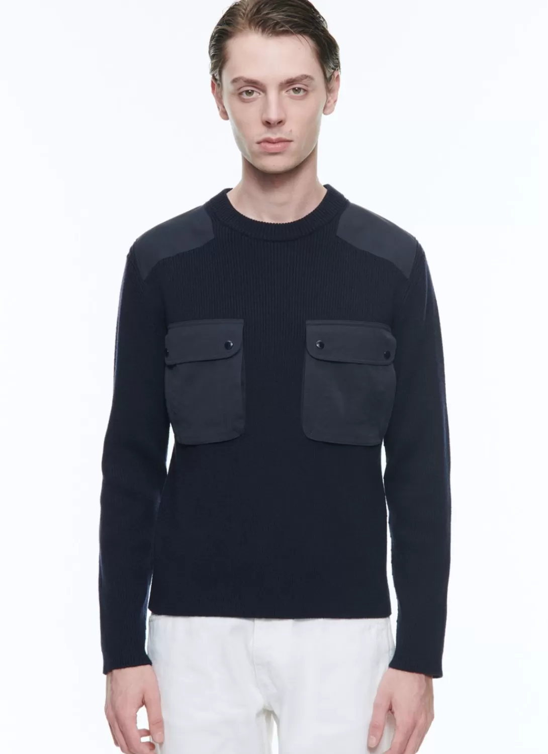 Fursac Wool And Cotton Ribbed Sweater Blue Discount