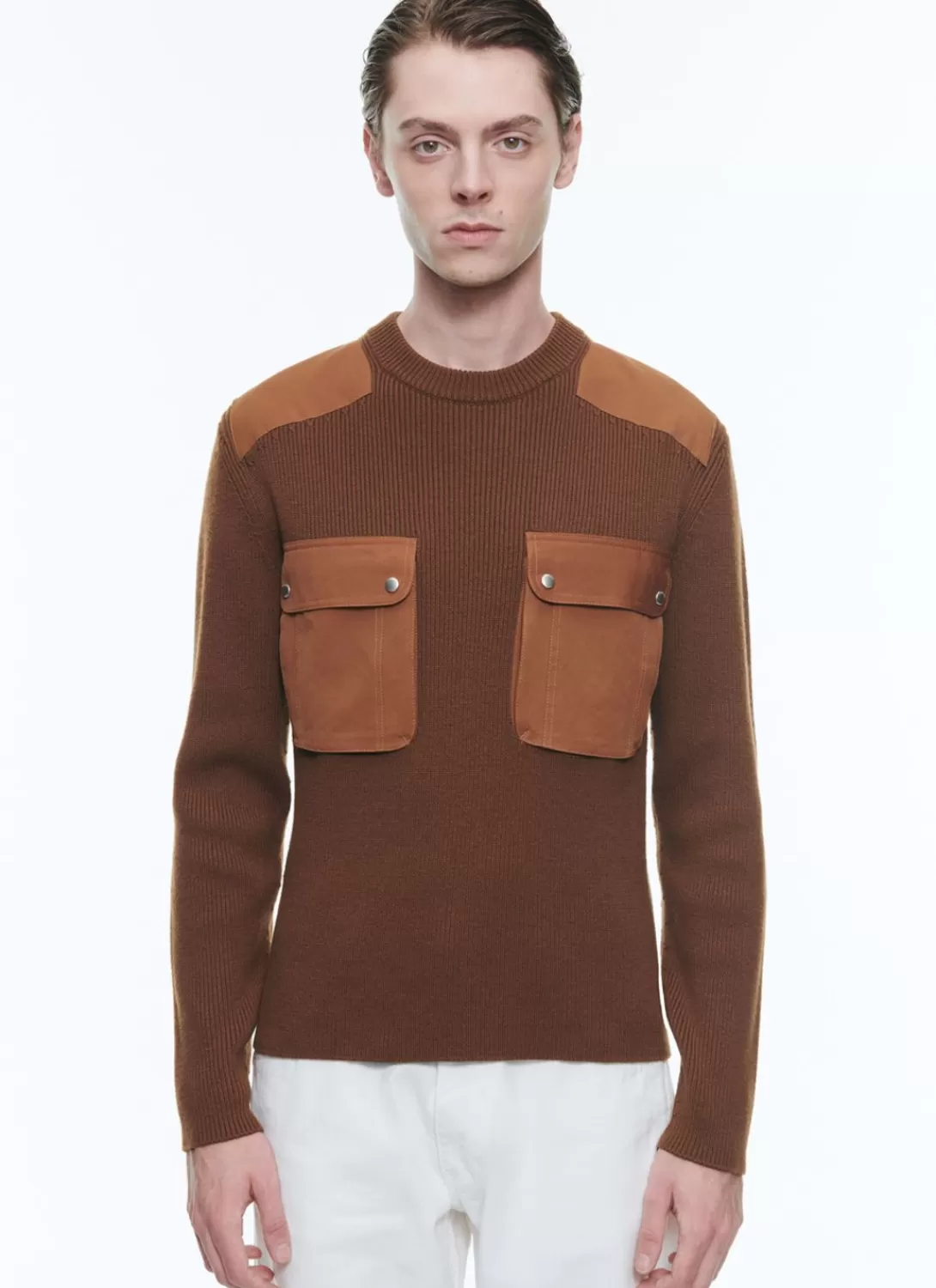 Fursac Wool And Cotton Ribbed Sweater Camel Brown Hot
