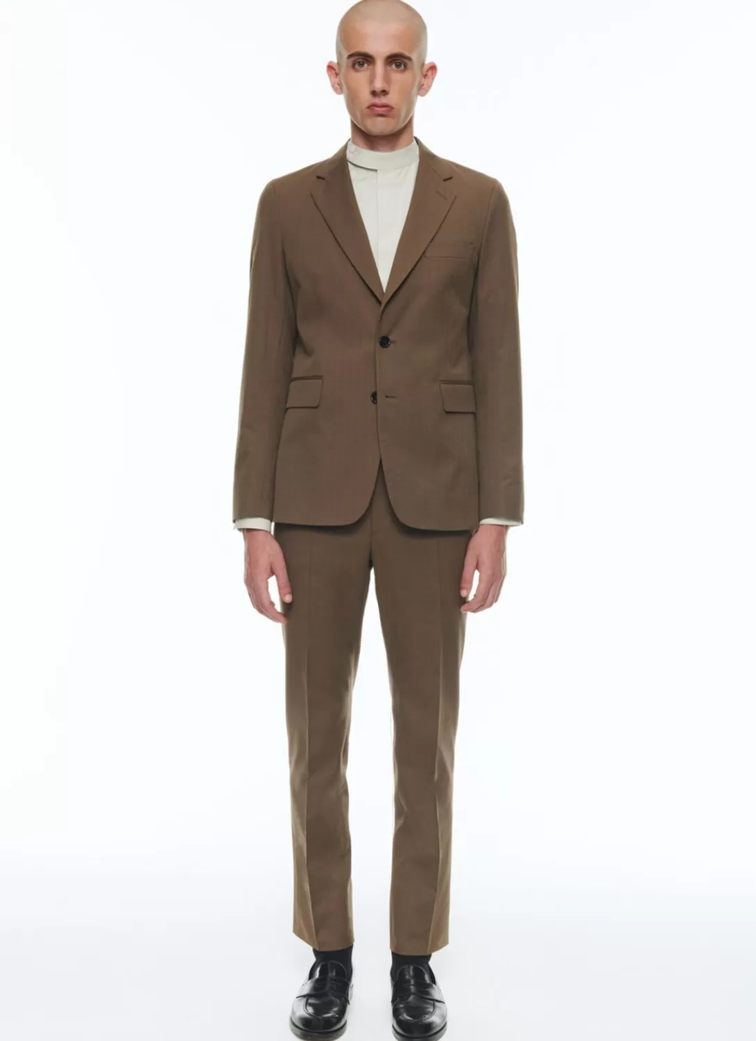 Fursac Wool And Cotton Straight Suit Tobacco - Blended Herringbone Pattern New
