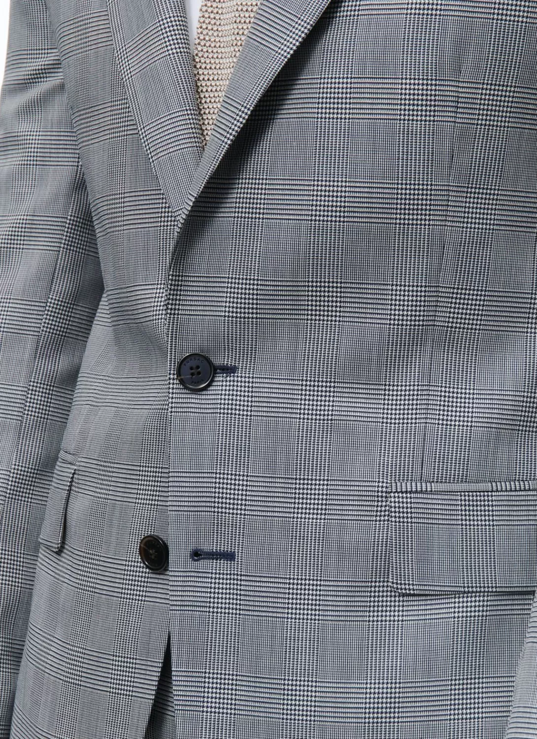 Fursac Wool And Cotton Suit With Pattern Grey Blue - Prince Of Wales Pattern Cheap