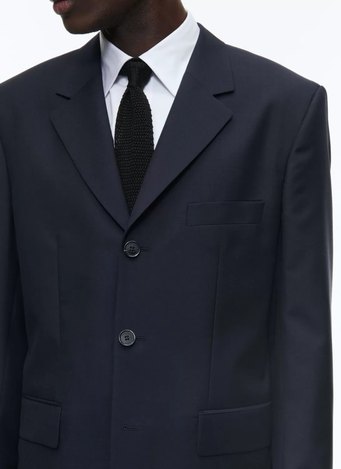 Fursac Wool And Mohair Serge Fitted Suit Navy Blue Store