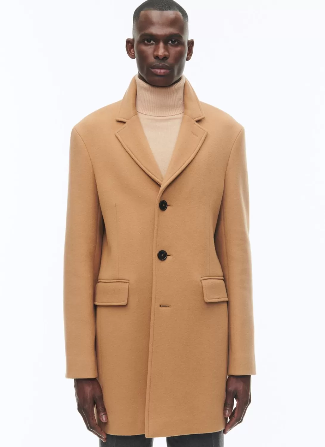 Fursac Wool Broadcloth Fitted Coat Camel Discount
