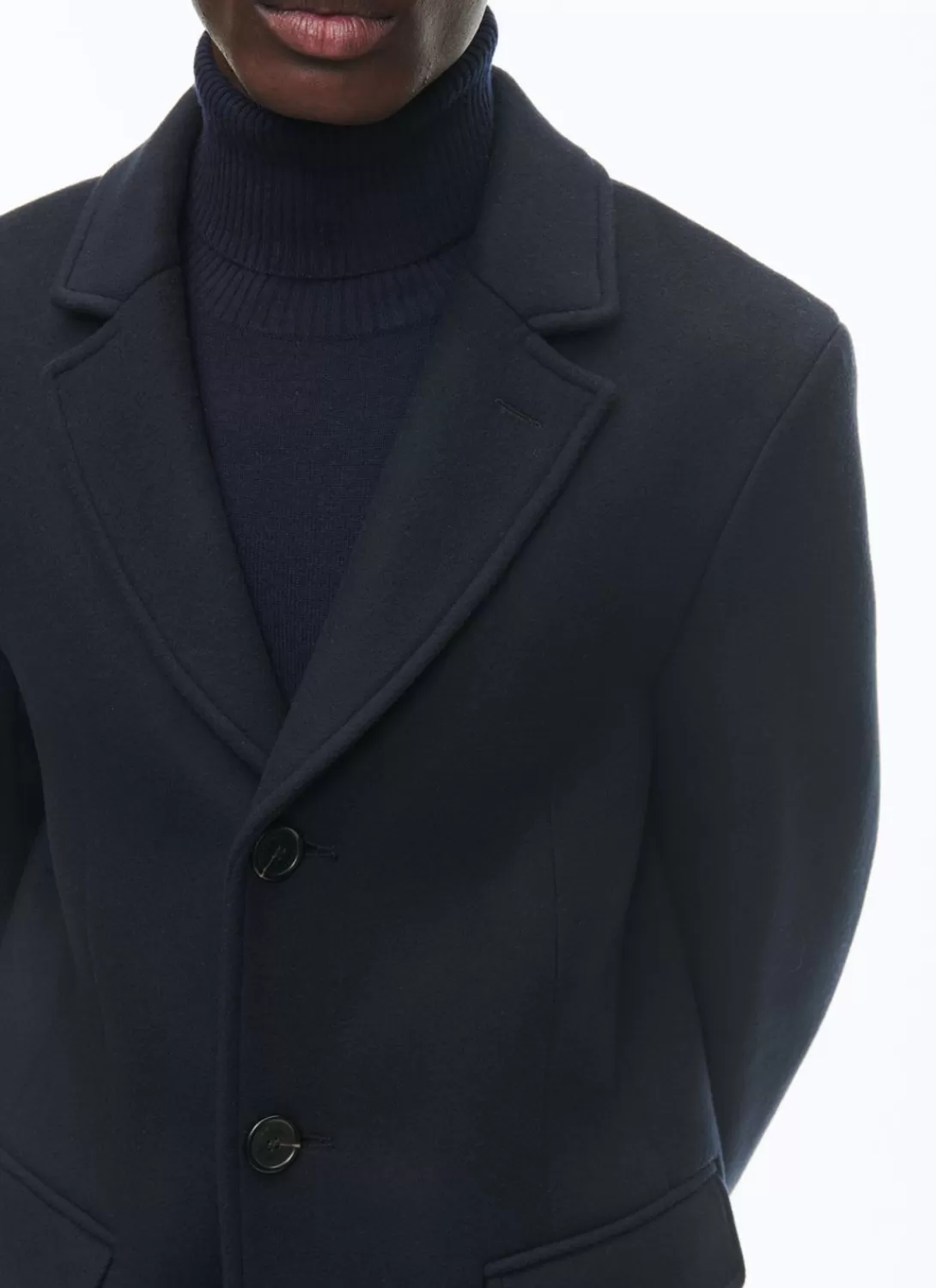 Fursac Wool Broadcloth Fitted Coat Navy Blue Cheap