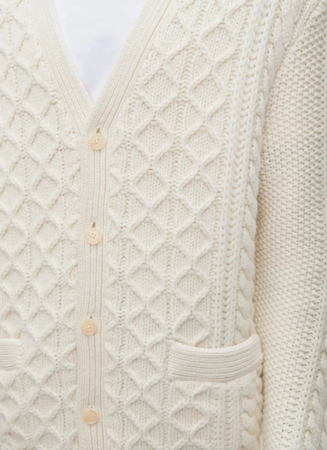Fursac Wool Cable-Knit Cardigan Ecru Fashion