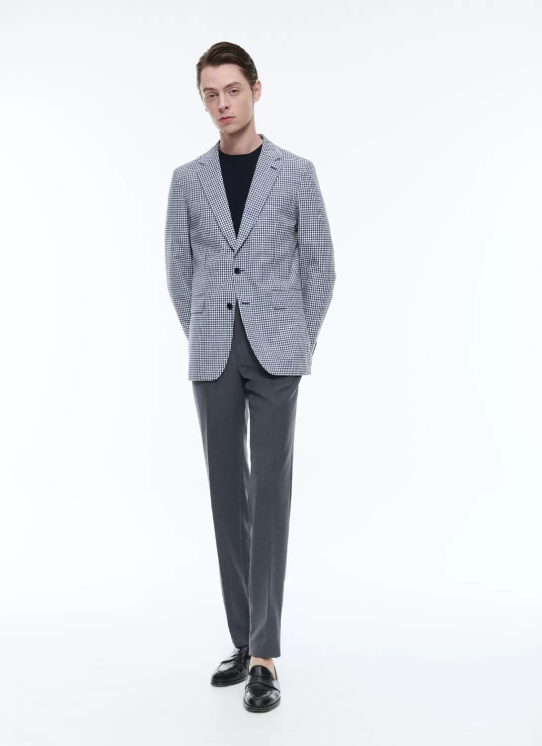 Fursac Wool, Cotton And Linen Jacket White And Dark Blue Gingham Pattern Outlet