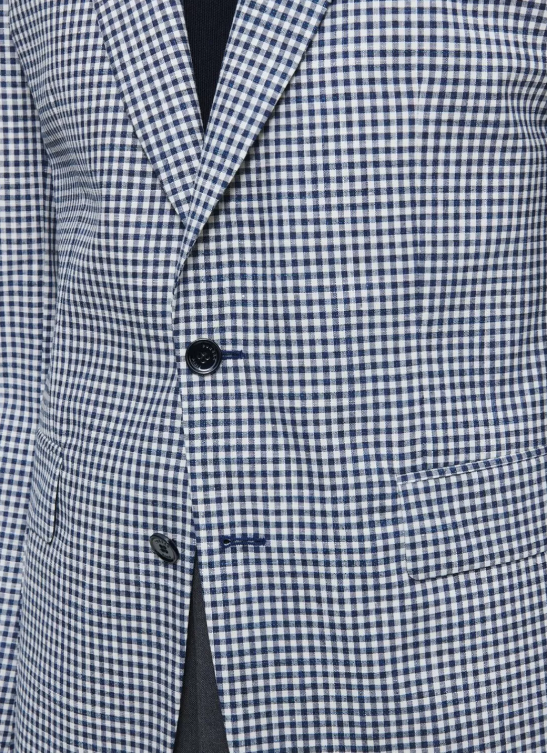 Fursac Wool, Cotton And Linen Jacket White And Dark Blue Gingham Pattern Outlet