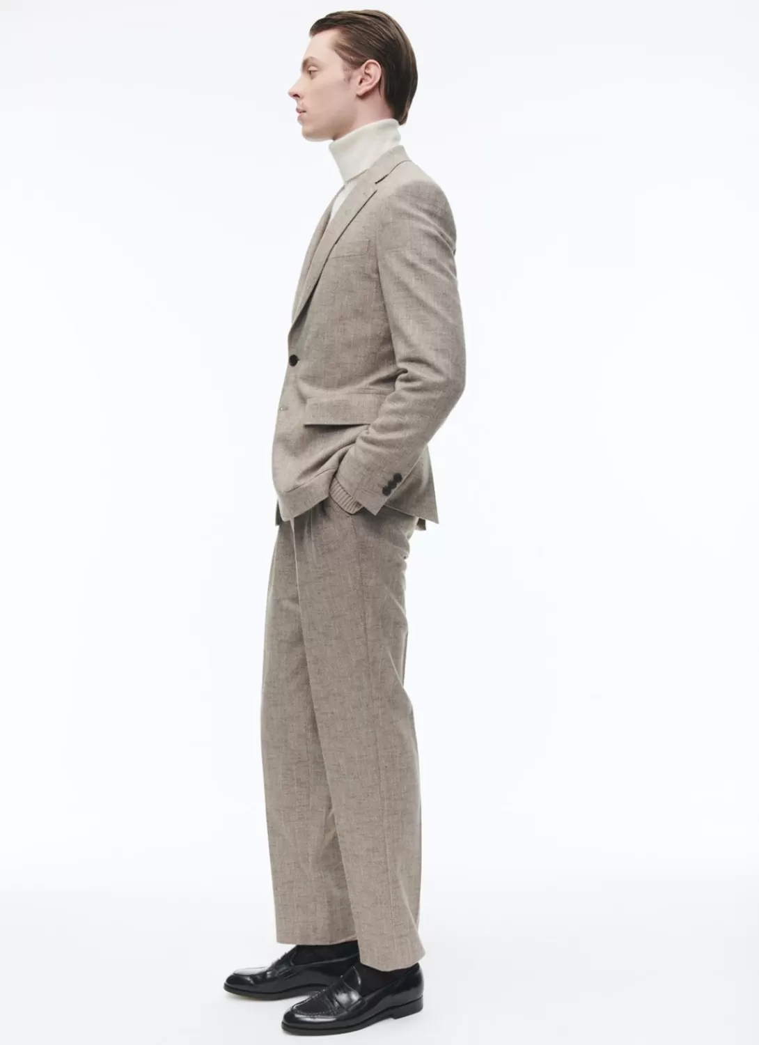 Fursac Wool Fitted Jacket With Herringbone String-Like Beige - Herringbone Pattern Sale