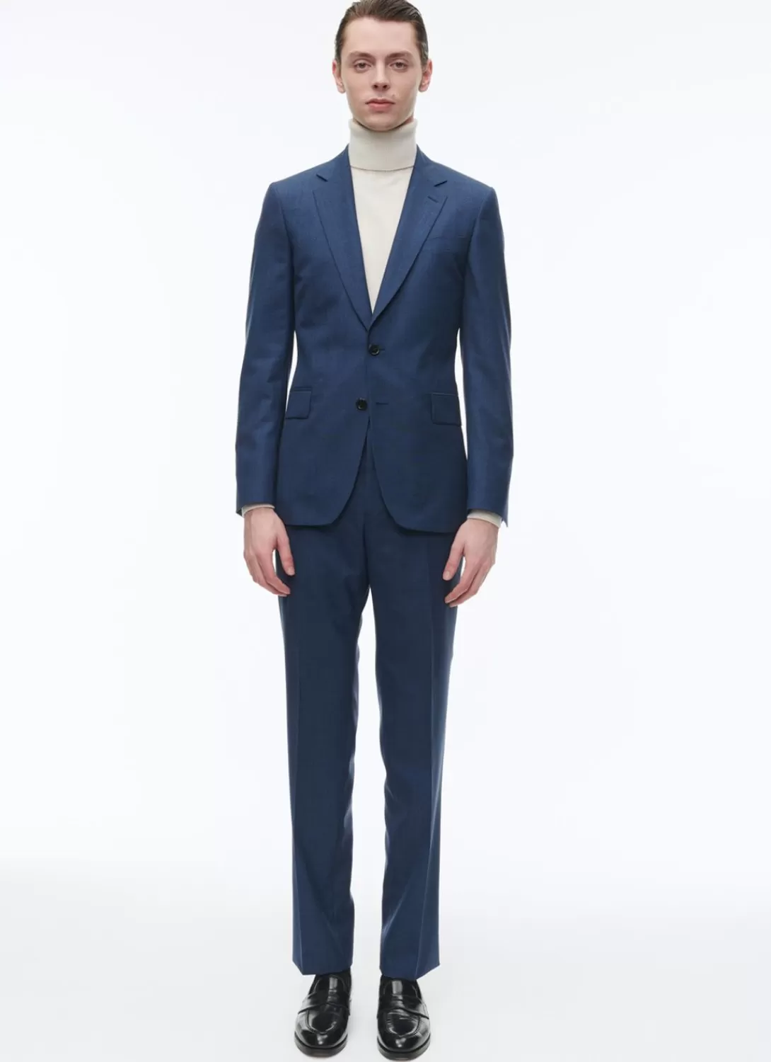 Fursac Wool Fitted Suit With Micro Design Prussian Blue - Micro Design Best