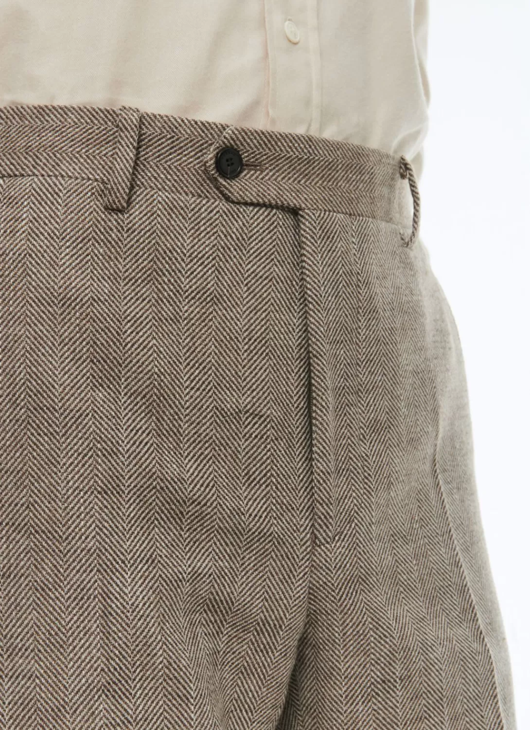 Fursac Wool Fitted Trousers With Herringbone String-Like Beige - Herringbone Pattern Online