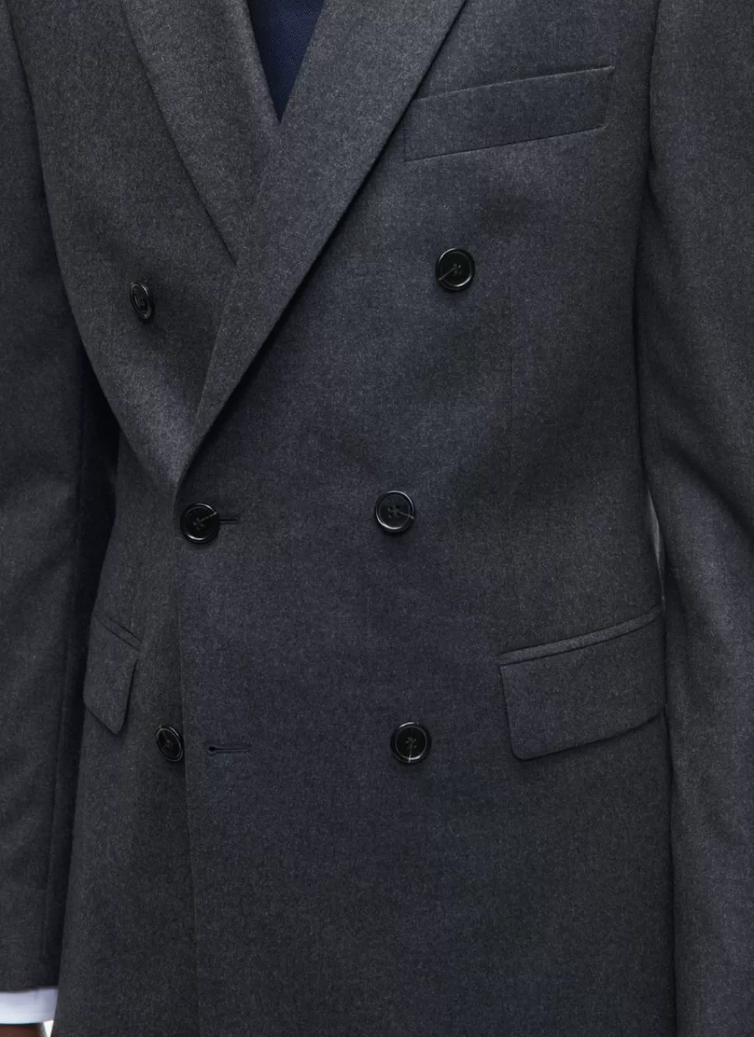 Fursac Wool Flannel Double-Breasted Jacket Charcoal Grey New
