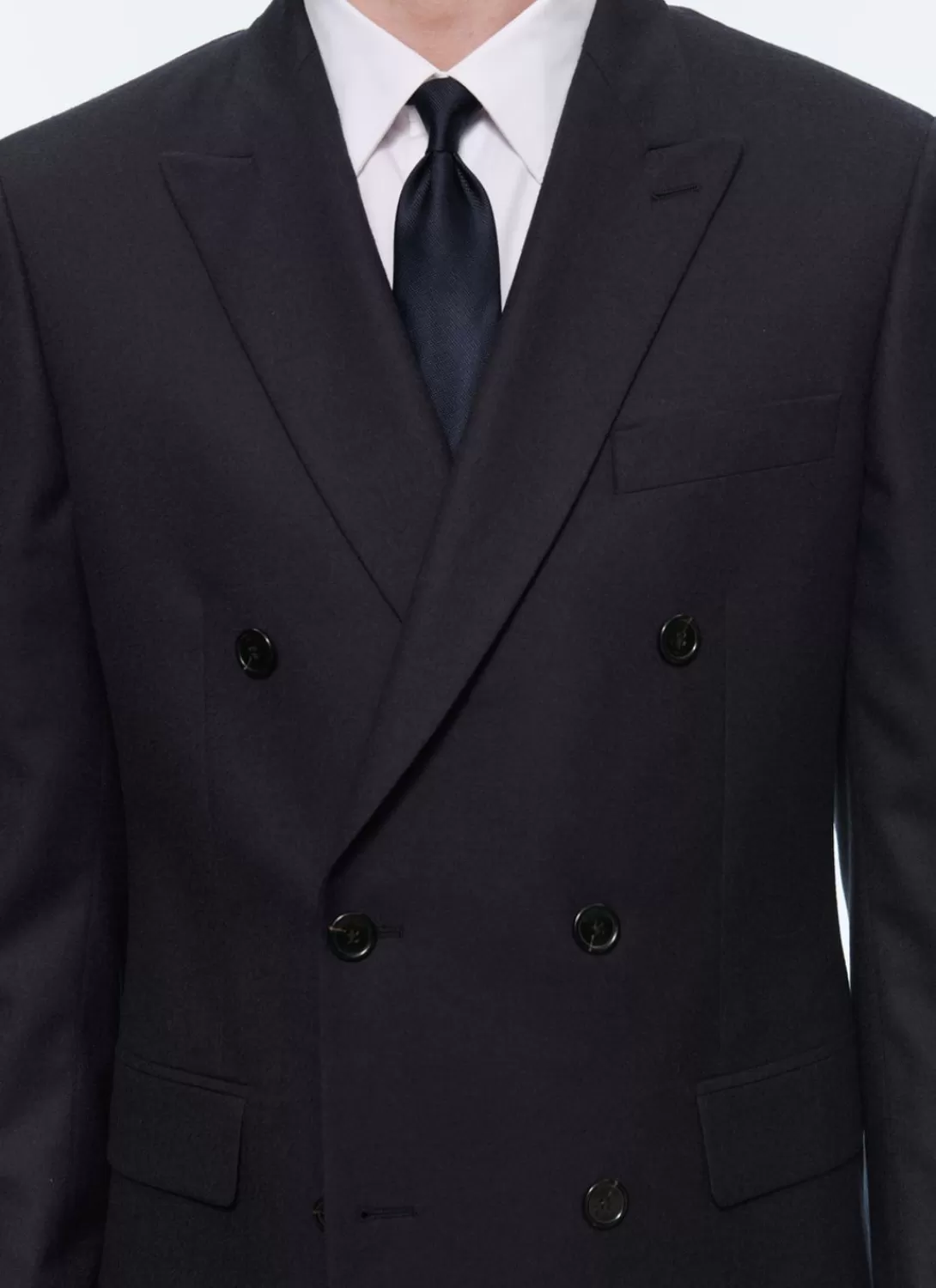 Fursac Wool Flannel Double-Breasted Suit Navy Blue New