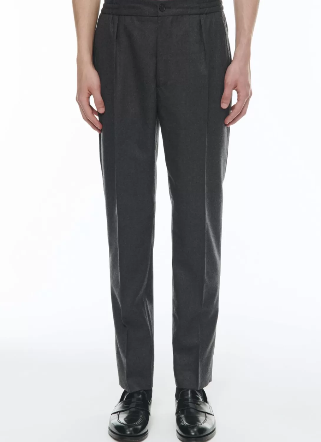 Fursac Wool Flannel Elasticated Trousers Grey Cheap