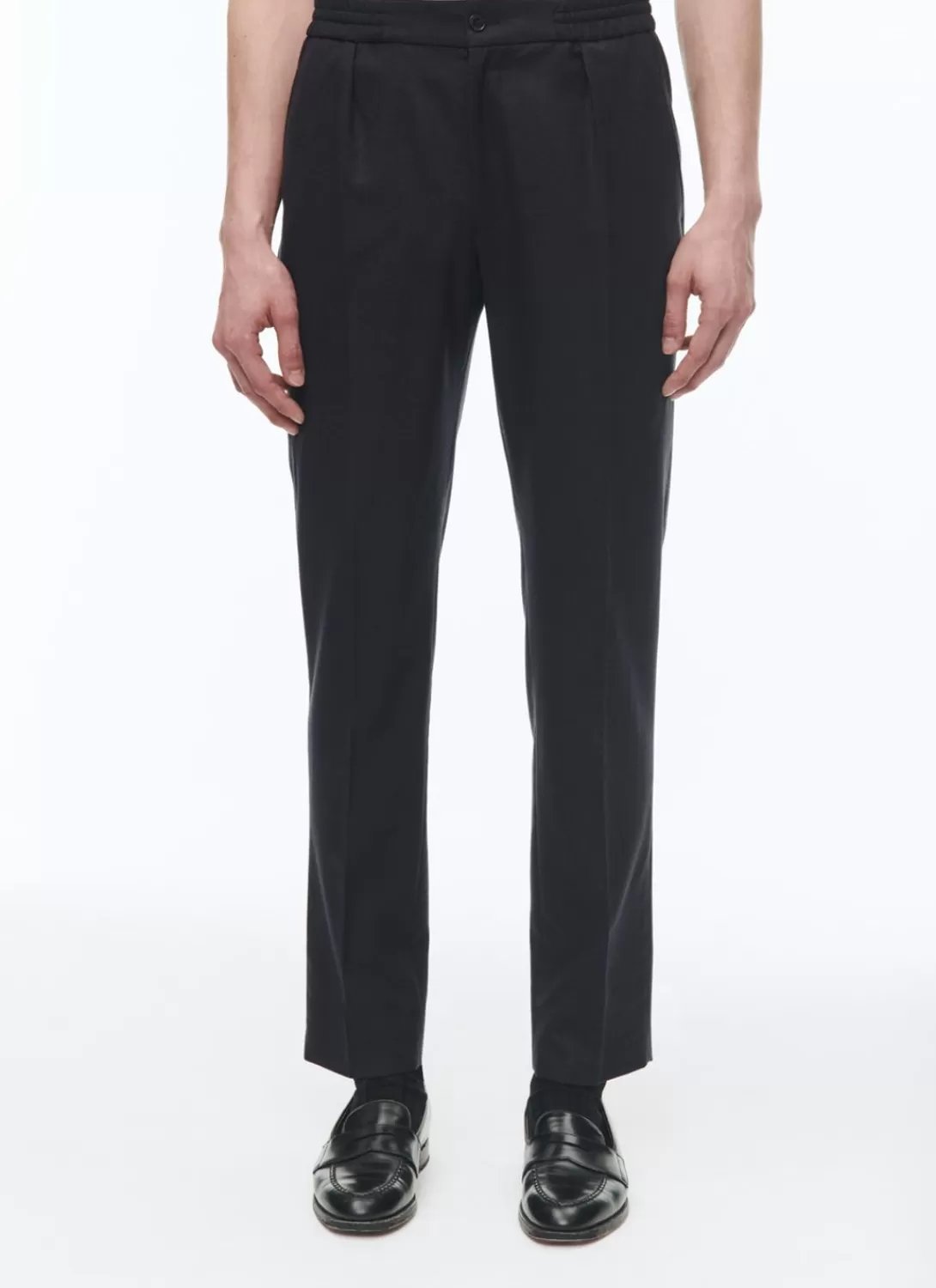 Fursac Wool Flannel Elasticated Trousers Navy Blue Clearance