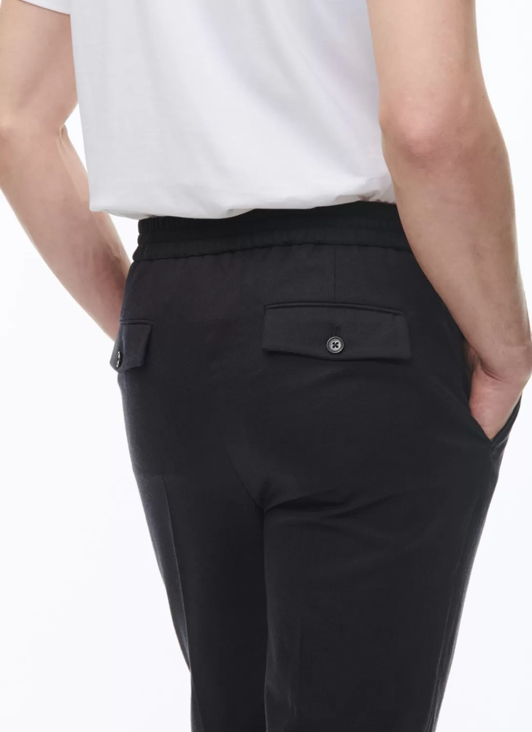 Fursac Wool Flannel Elasticated Trousers Navy Blue Clearance