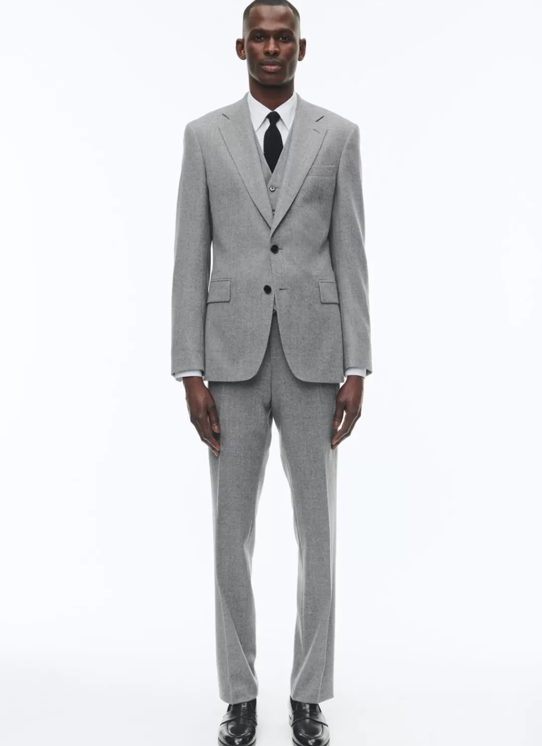 Fursac Wool Flannel Fitted Suit Light Grey Store