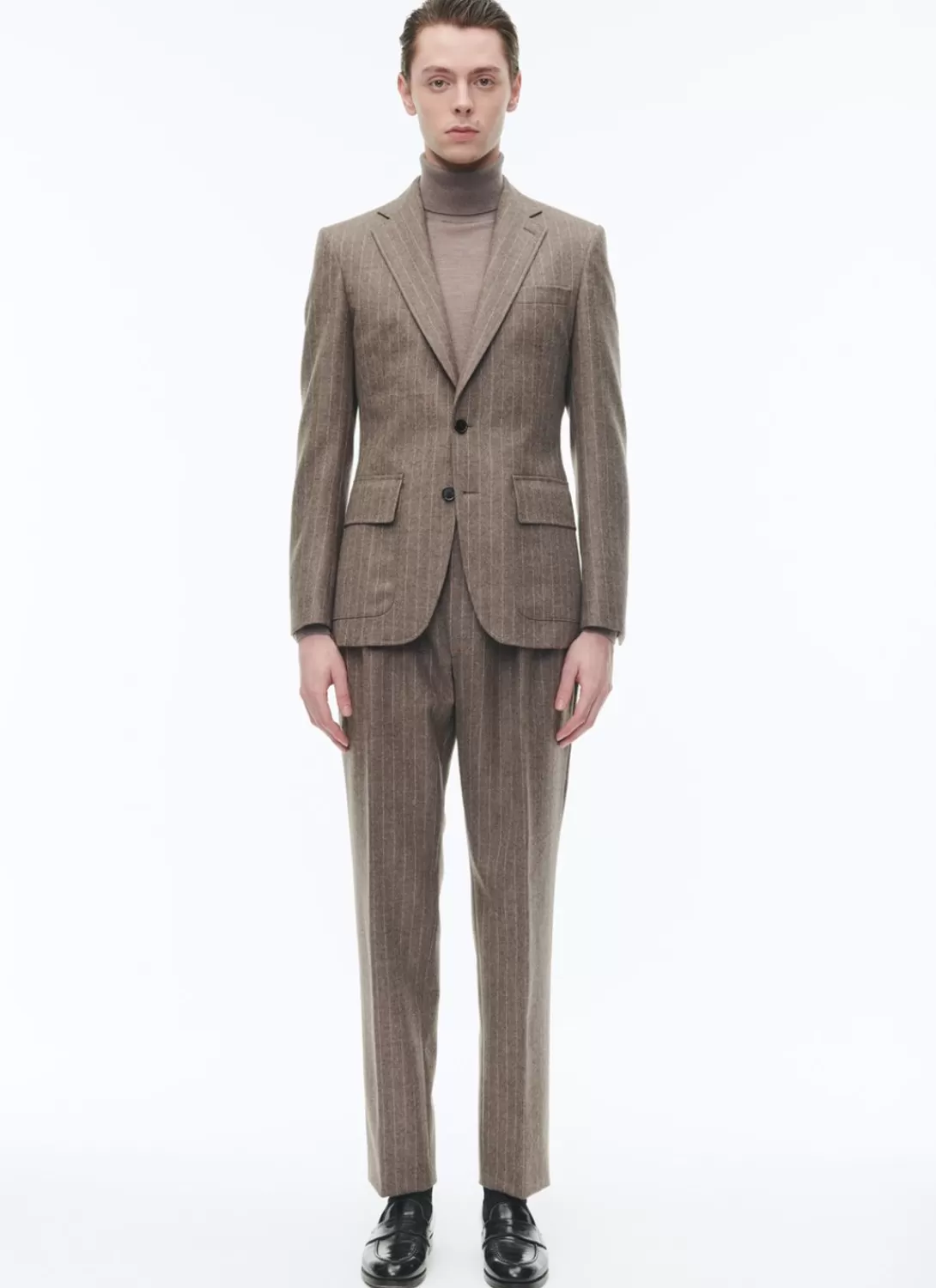 Fursac Wool Flannel Fitted Suit Chestnut - Stripes Shop