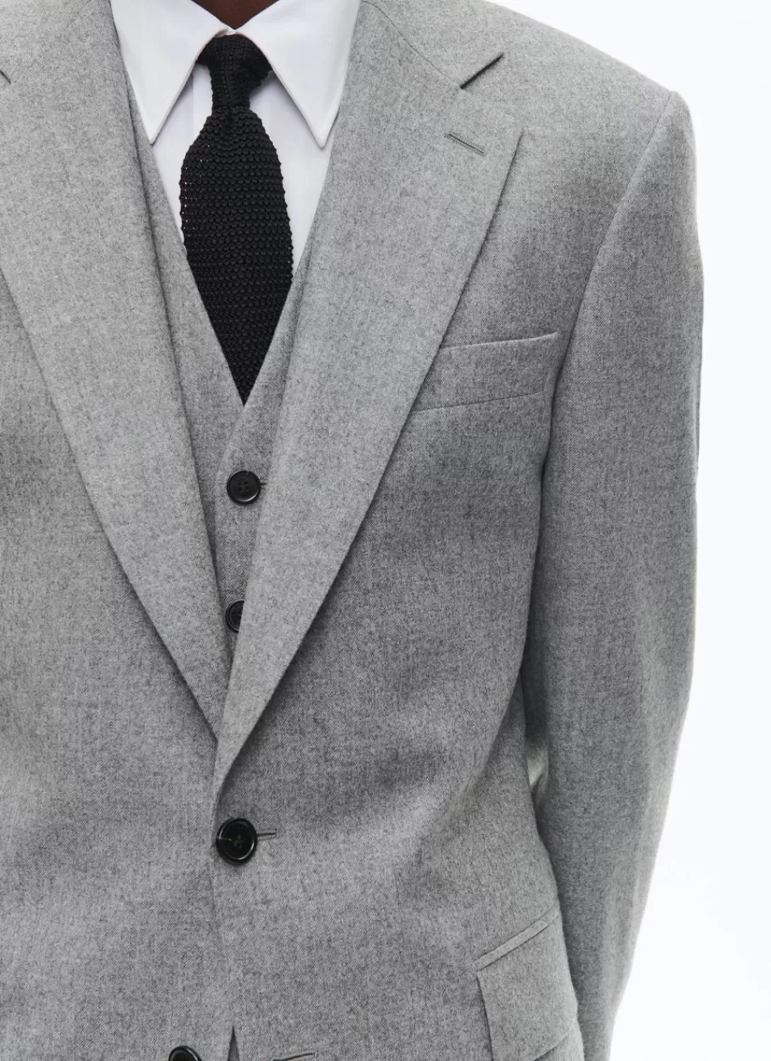 Fursac Wool Flannel Fitted Suit Light Grey Store
