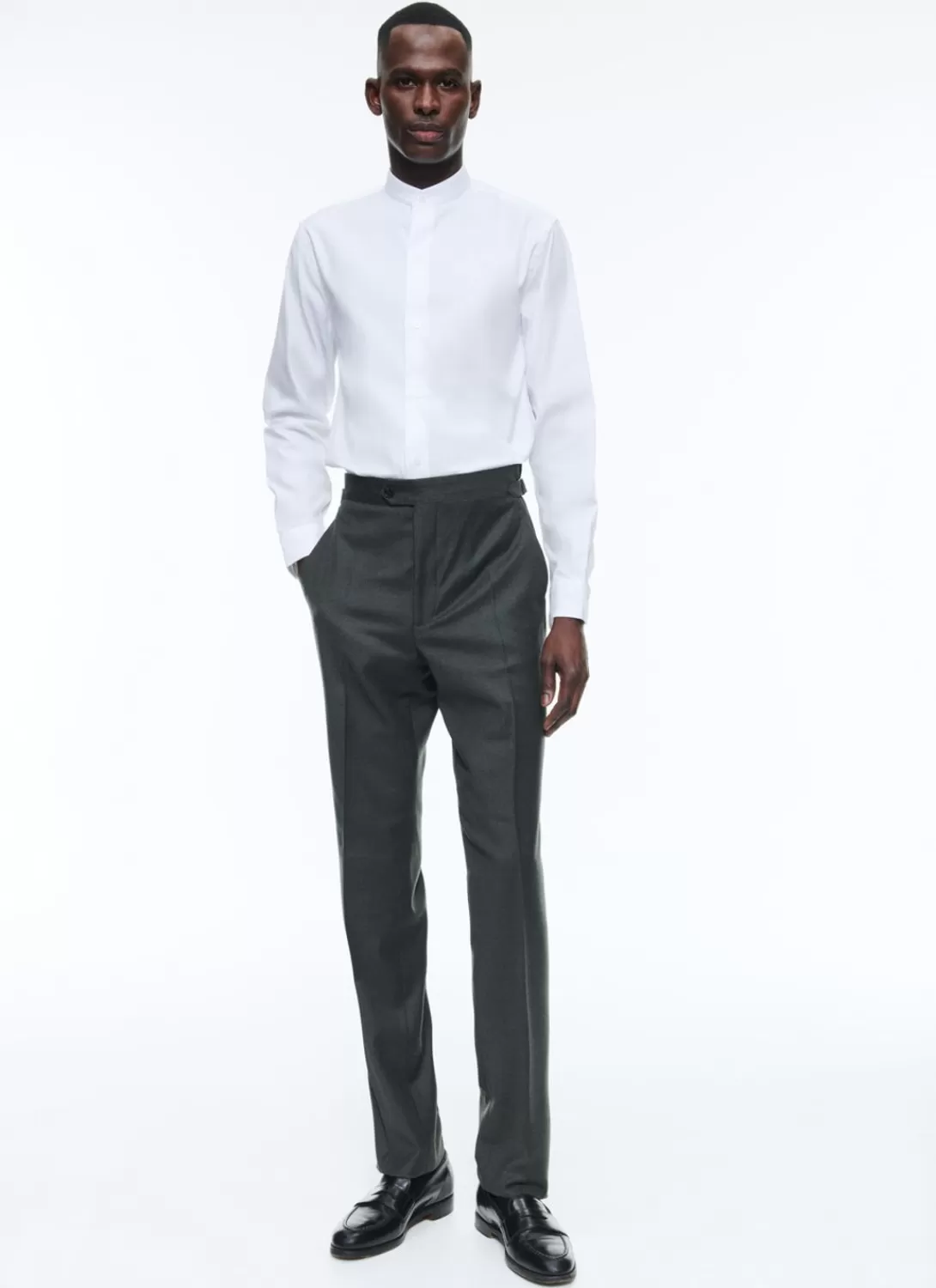 Fursac Wool Flannel Fitted Trousers Green Clearance