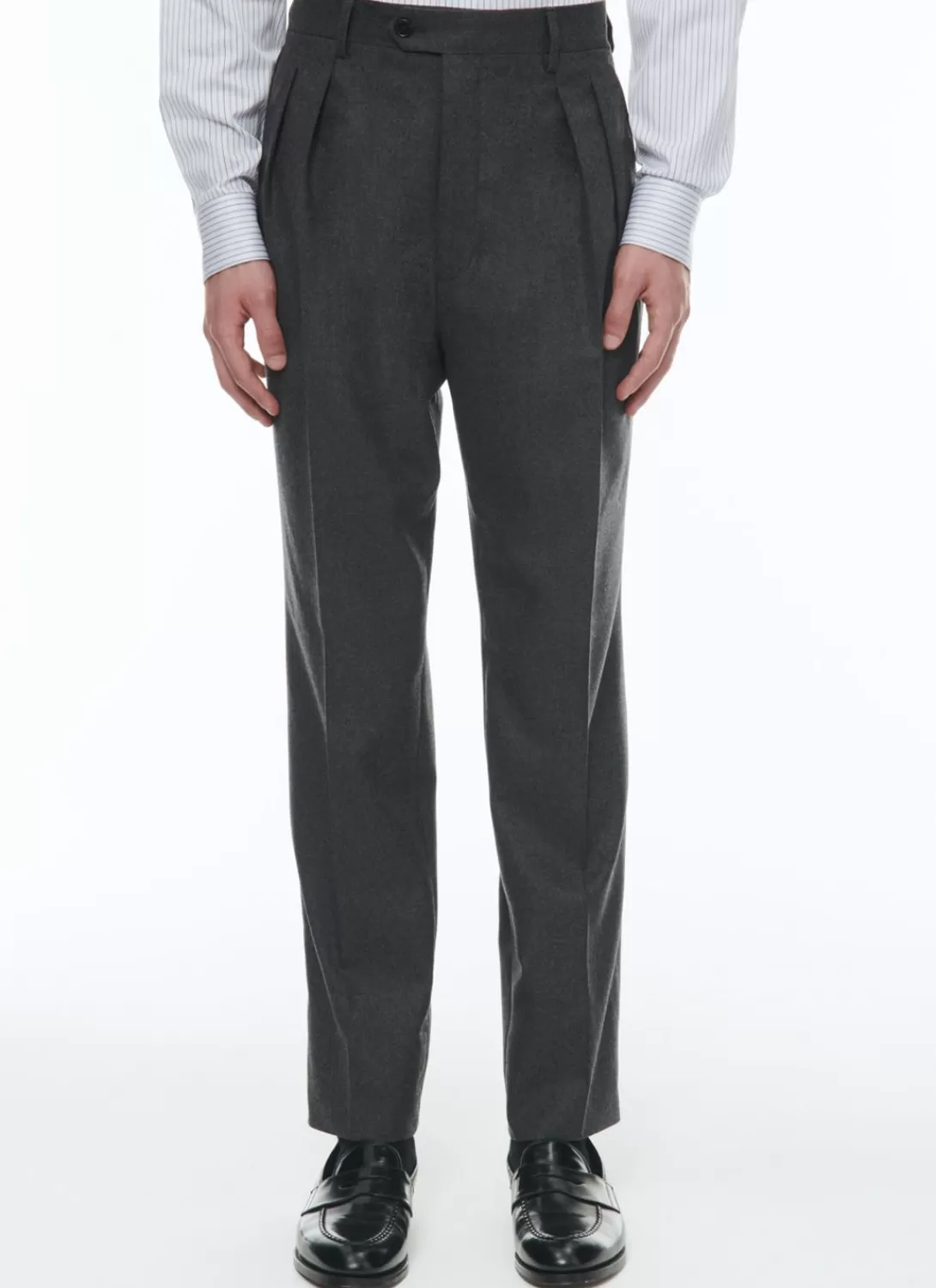 Fursac Wool Flannel Straight Trousers Grey Store