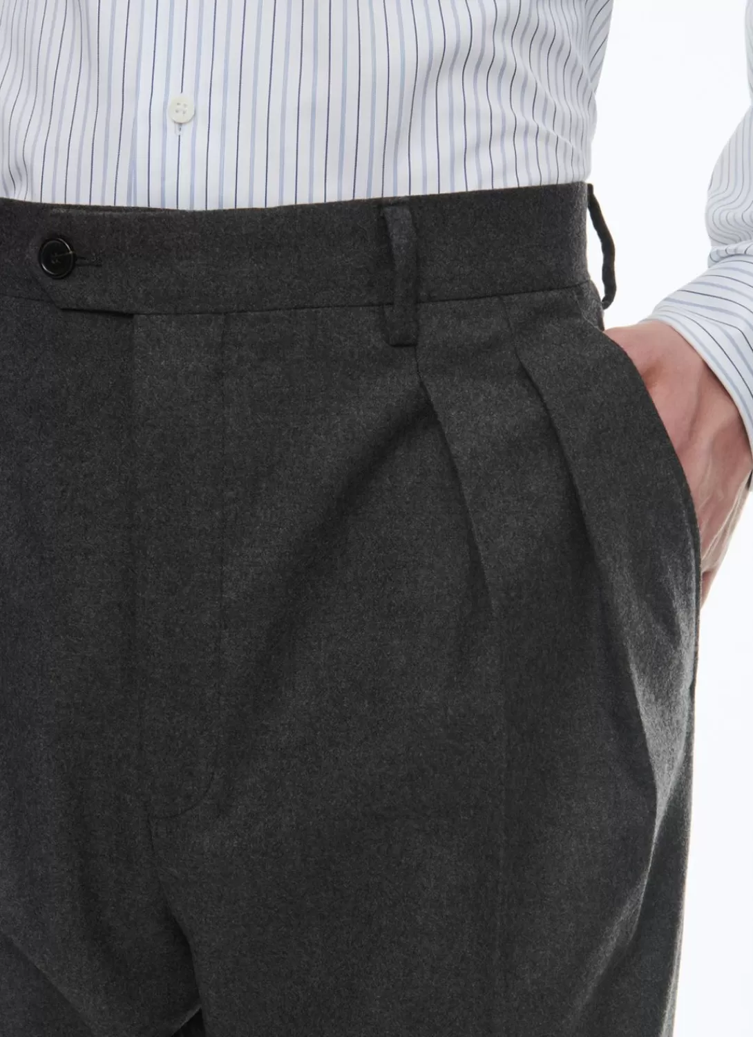 Fursac Wool Flannel Straight Trousers Grey Store