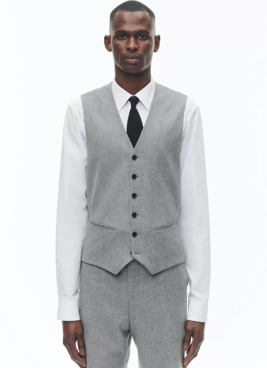 Fursac Wool Flannel Suit Waistcoat Light Grey Online