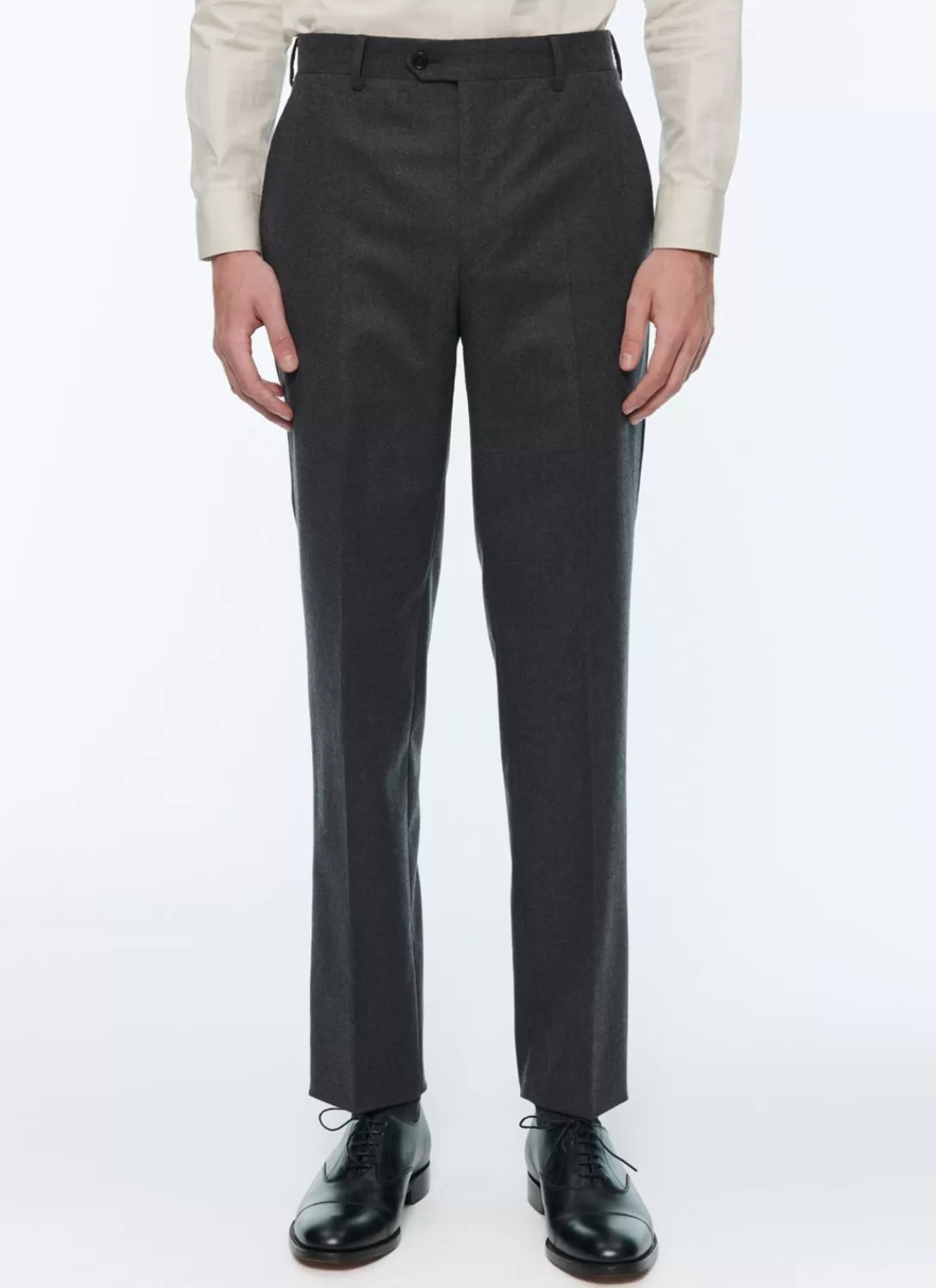 Fursac Wool Flannel Trousers Charcoal Grey Shop