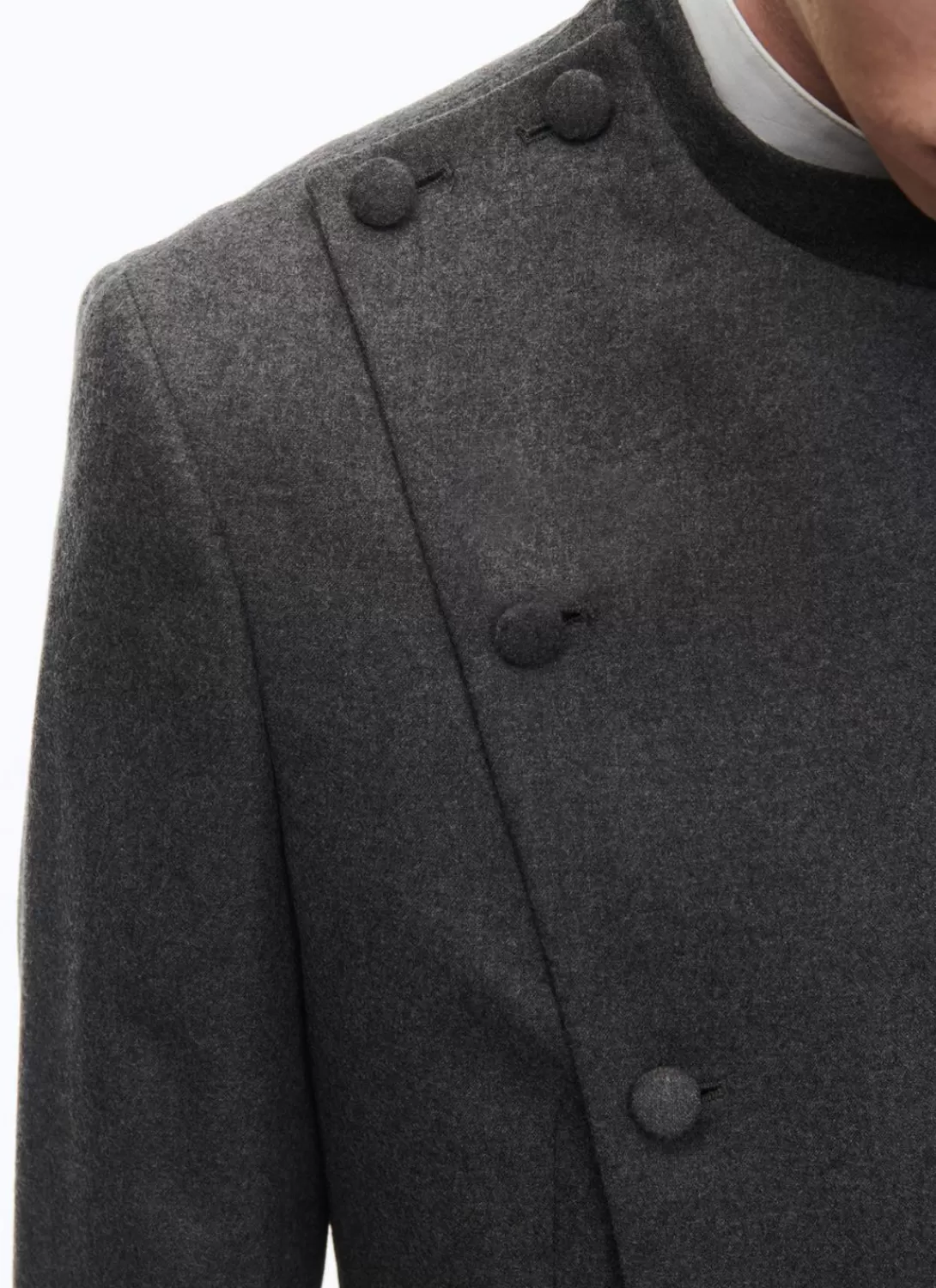 Fursac Wool Officer Collar Double-Breasted Suit Grey Fashion