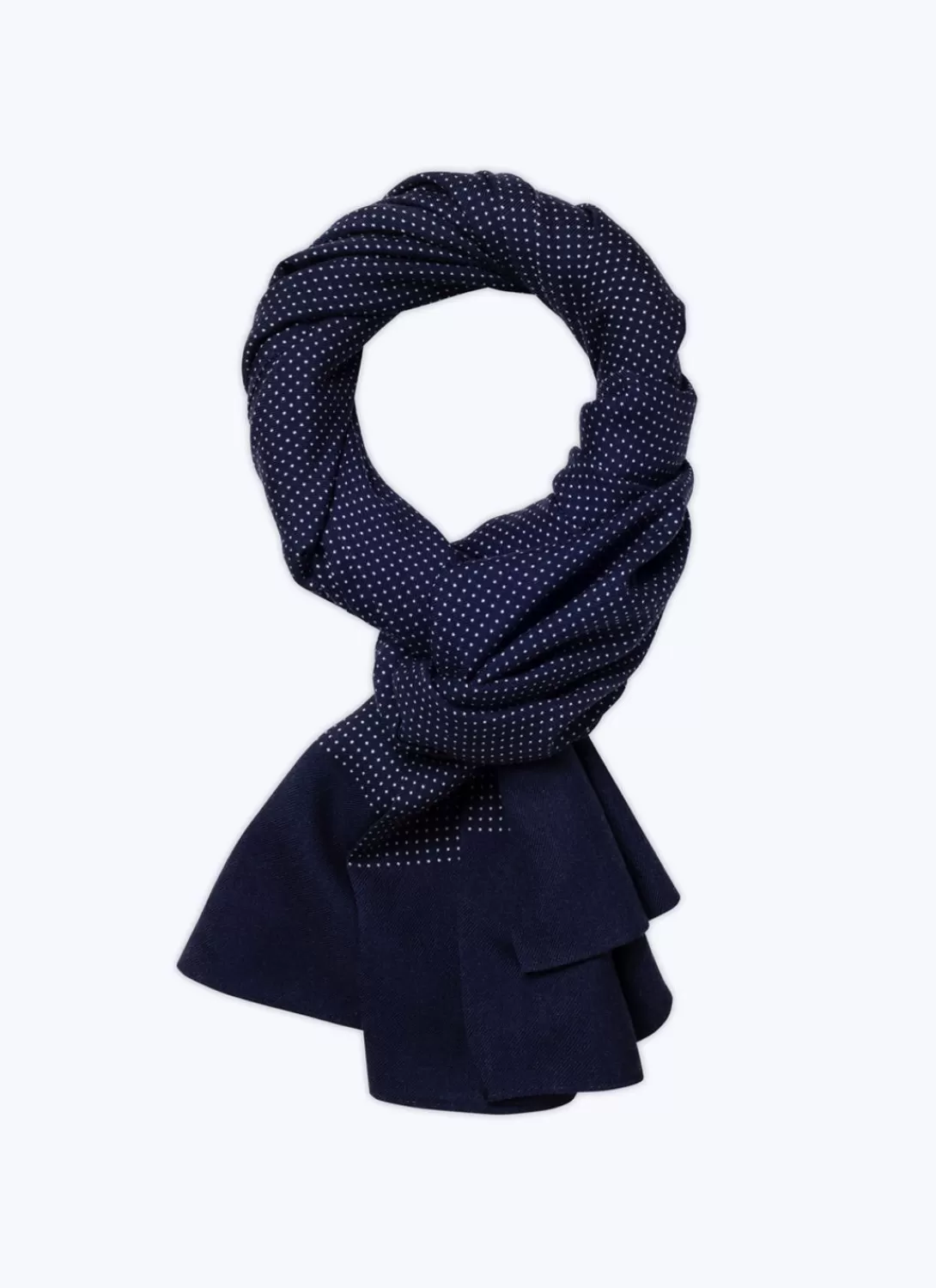 Fursac Wool Scarf With Polka Dots Midnight Blue New